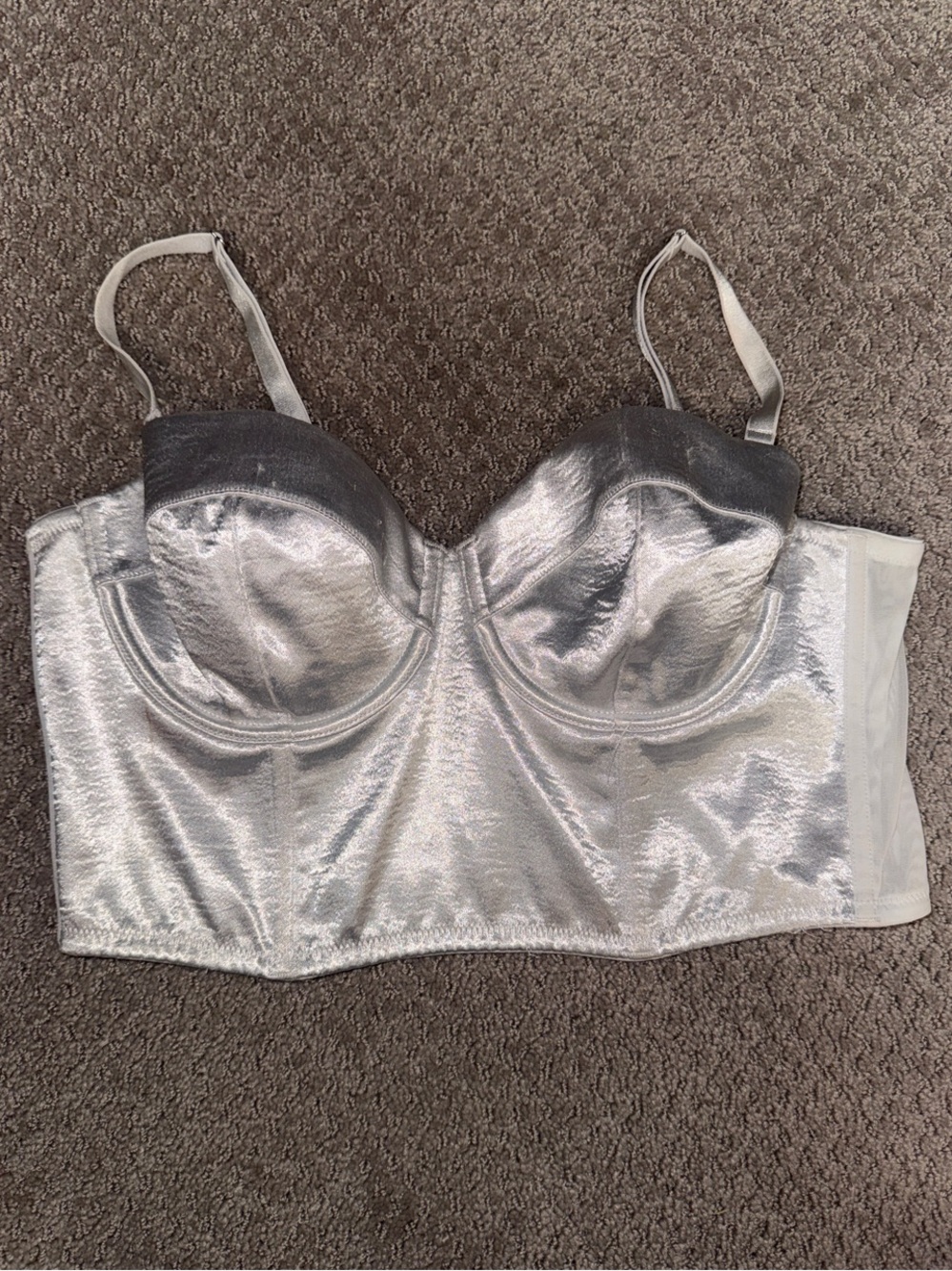 Victoria's Secret Metallic Silver Longline Bustier Bra